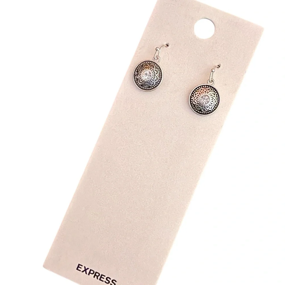 NWT Express Silver Circle Dangle Earrings